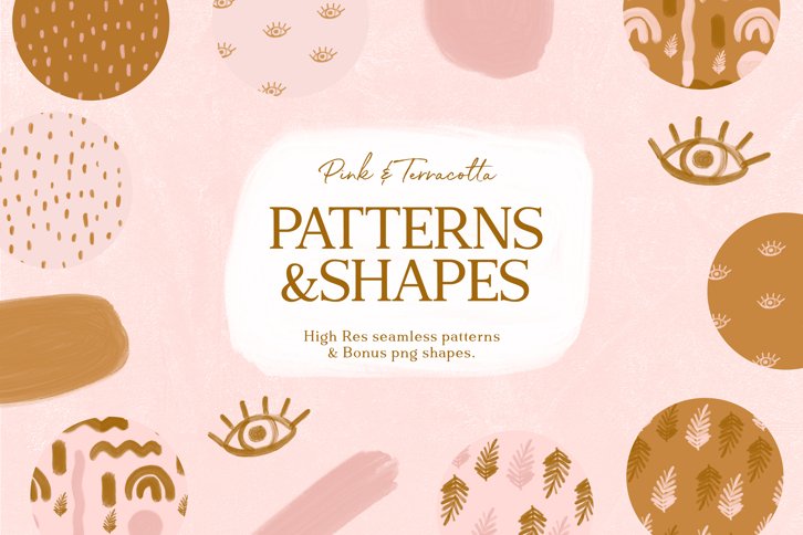 Pink & Terracotta Patterns & Shapes (Illustrations) by Nicky Laatz