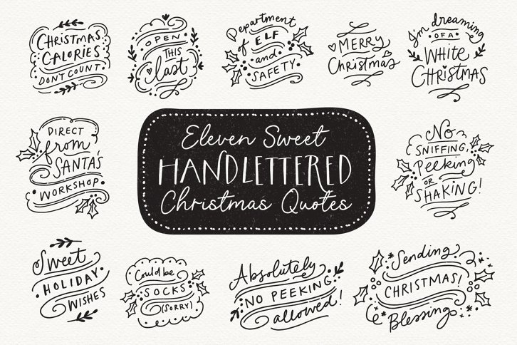 11 Handlettered Christmas Quotes (Illustrations) by Nicky Laatz