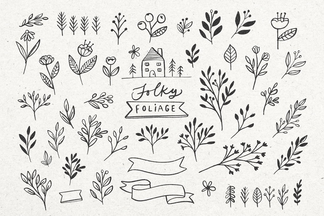 Folky Foliage Vector & PNG Doodles main product image by Nicky Laatz