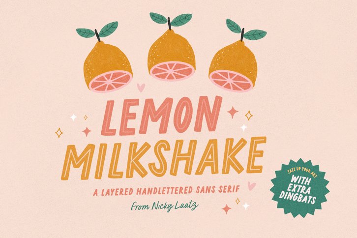 Lemon Milkshake Font and Dings (Font) by Nicky Laatz
