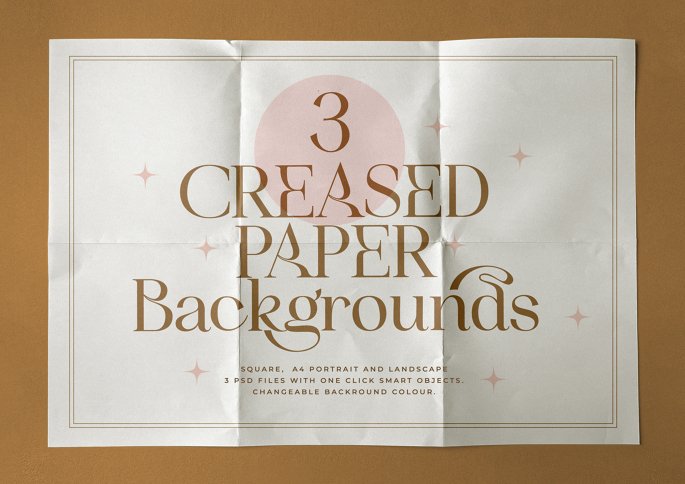 Creased Paper Backgrounds PSDS (Mockup) by Nicky Laatz