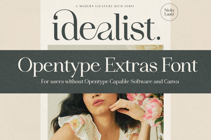 Idealist Serif Open Type Extras Font (Font) by Nicky Laatz