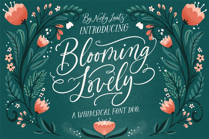 Blooming Lovely Font Duo (Font) by Nicky Laatz