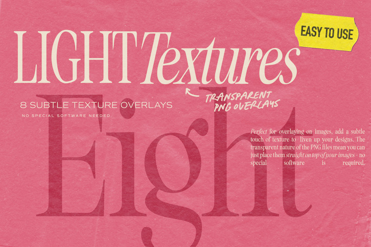 8 Light Texture Overlays (Add On) by Nicky Laatz