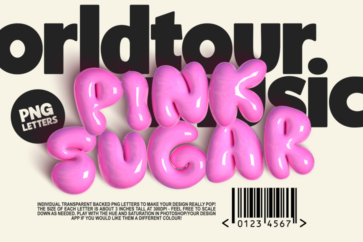 Pink Sugar Bubble PNG letters Demo Pack (Illustrations) by Nicky Laatz