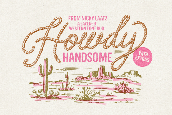 Howdy Handsome Layered Font Duo (Font) by Nicky Laatz