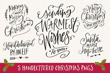 5 Handlettered Christmas PNGS main product image by Nicky Laatz