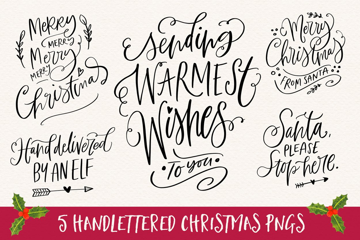 5 Handlettered Christmas PNGS main product image by Nicky Laatz