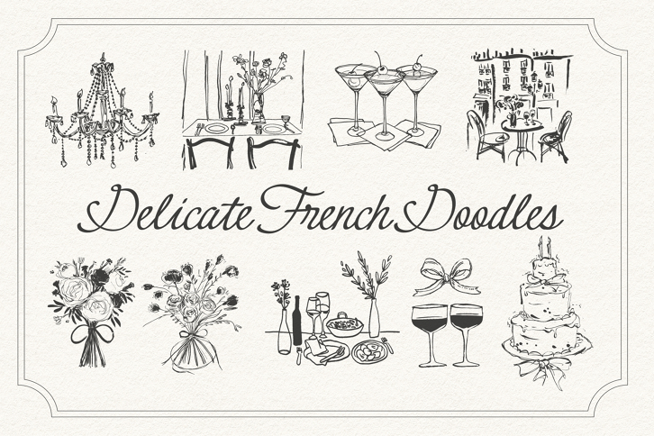 Delicate French Doodles - Freebie (Illustrations) by Nicky Laatz